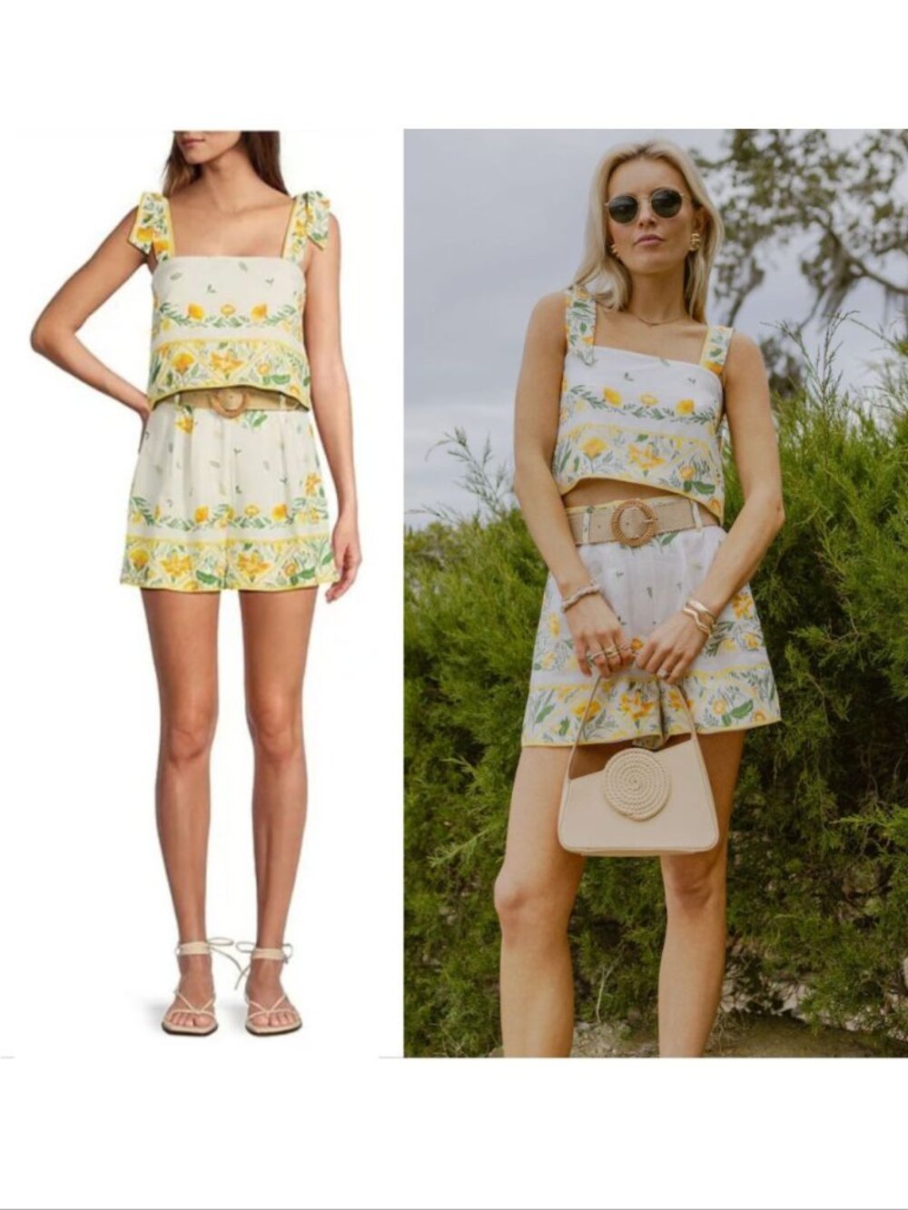 ANTONIO MELANI Style by Simkins Lindsey TOP SHORTS Set 4 Printed Linen Blend NEW